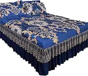 BBPM Bed Skirt Light Weight Fully Elasticated 45cm deep Easy to fit Bed Base Frame, Alternative to Valance Sheet,Bed Base Cover of Single Bed,Blue,Queen/150 * 200cm