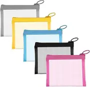 5 Pcs Mini Zipper Mesh Bags, Portable Mesh Storage Bag Small Meshs Zipper Pouch for Daily Toiletries Office Supplies Cosmetics Travel Accessories Small Items, Various Colors, Classic simplicity