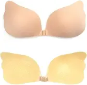 [Aublary] Push up Self Adhesive Bra Strapless Sticky Bra Reusable Invisible Silicone Bra for Backless Dress