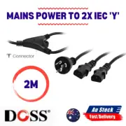 MAINS POWER TO 2X IEC 'Y' - 2M LEAD 240V TO 2XIEC SOCKET LEAD DOSS