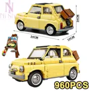 Fiat 500 Building Blocks MOC Classic Yellow Car Bricks Toys For Kids Gift 960Pcs