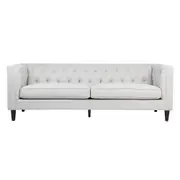 Luxe Living Tuxedo 3 Seater Tufted Sofa in Cool Grey Linen