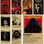 懷舊海報 THE WEEKND 海報復古牛皮紙印刷品 STARBOY 復古家居房間咖啡廳酒吧藝術牆壁裝飾畫圖片