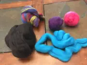 Leftover Wool Roving : Purple Pink Black Blue Multi-color 106 grams/ 3.73 ounces