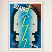 Galrie Theatre Eclairs 1929 Vintage Art Deco Poster by Jean Carlu - Art Decor Wall Art, Wood Frame, A1 60 x 84cm (23 x 33inch)