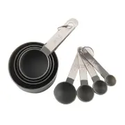 Nevenka 8Pcs Stainless Steel Handle Measuring Cups and Spoons Set-Gray