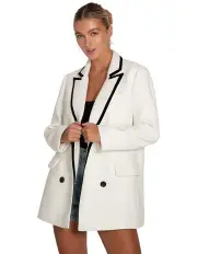 [Belle & Bloom] Because Of You Trimmed Blazer Dress in Cream