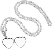 [CAIRIAC] Chain Belt with Folding Compact Mirror, Portable Heart Shape Makeup Mirror with Pearl Chain Belt, 47 inch Plus Size Body Jewelry for Women Gift, Waist Chain for Dress, Skirt, Pants, Small,