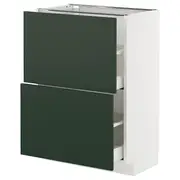 METOD / MAXIMERA base cabinet with 2 drawers, white/Havstorp deep green, 60x37x80 cm