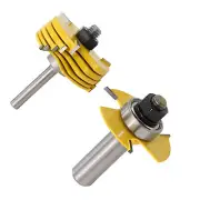2Pcs Tongue &Groove Router Bit 1/4" 1/2" Shank 3 Teeth Adjustable T Shape Bits