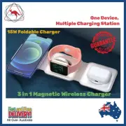 MagSafe Wireless Charger Pad 3 in 1 Foldable 15W For iPhone iWatch AirPod
