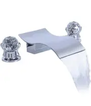 3-hole bathroom sink faucet set with two glass knobs, mounted on the deck, 8-inc
