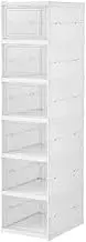 LEDON Shoe Box Storage Case Clear Boxes Foldable Stackable Transparent Organizer 6-Tier Foldable Shoe Storage Boxes