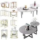 New Modern Coffee Table Marble 2 in 1 Nested Set Sofa Side End Tables Furniture