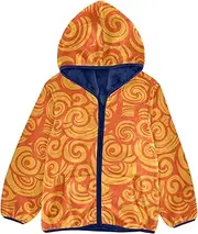 [GuoChe] Sherpa Fleece Girls Valentine's Day Floral Swirls Orange Toddler Girl Fleece Jacket Navy Blue Baby Boy Clothes Fleece