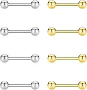 [COYUN] 8-Piece Piercing Set - Nipple Piercing, Tongue Piercing, Straight Barbells, Tongue Ring, Nipple Shield Ring, Piercing Jewellery, Bar Piercing Jewellery, Tongue Piercing Made of Surgical Steel