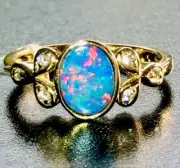 GIA Ladies Opal Diamond Elegant Ring 7 Stones 14k gold SEE VIDEO NEW $1,773.00 7