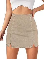[Floerns] Women's Casual Split Hem High Waist Denim Skirt Shorts