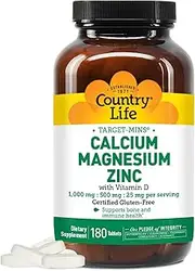 Country Life - Target-Mins Calcium Magnesium Zinc - 180 Tablets