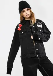 [Dolls Kill x Hello Kitty] Make My Own Way Denim Trucker Jacket