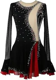 [JRUIA] Girls' Figure Skating Competition Dresses Women's Ice Skating Costume Outdoor Gymnastics Leotard Activewear Handmade