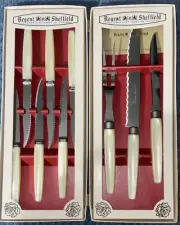 MCM Regent Sheffield Cutlery Set. 6 Steak Knives. 3 Piece Carving Set. NEW! Case