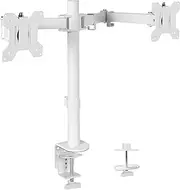 VIVO Dual Monitor Desk Mount, Heavy Duty Fully Adjustable Stand, Fits 2 LCD LED Screens up to 30 inches, White, STAND-V002W