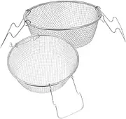 AUTSUPPL 2pcs Stainless Steel Deep Fry Basket Ergonomic Handle Portable Frying Baskets for French Fries Fried Easy to Clean for Home and Restaurant Use