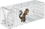 Gardeon Mouse Trap, 66 x 23 x 25cm Guinea Pig Rat Rabbit Cage Possum Rats Fox Cat Humane Mice Traps Small Animals Cages for Indoor Outdoor Farm Backyard, Automatic Door Lock Collapsible Silver