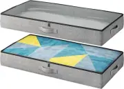 2-Pack Under Bed Storage Containers, 4.5 Inches Tall Low 4.3'' Grey