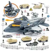 Military Fighter Jet Toys, Army Airplane Toys with 7 Vehicles Trucks