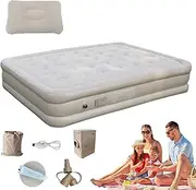 Camping Air Mat for Camping Inflatable Le Mattress, Double Kamp Mattress Self-Inflating Camp Bed - Portable Luxury Sleeping Pad Air Bed Mat with Built-in Pump for Hiking and Outdoor Use