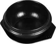 Generic Korean Ceramic Pot, Black, 20.5cm (L) x 20.5cm (W) x 9cm (H), for Bibimbap, Soup, and Steaming Eggs, Includes Tray