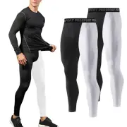 1-2Pc Men Active Compression Pants Workout Base Layer Tights Running Leggings