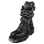 New Rock M-727-s5 Unisex Black Platform Boots - 8 US