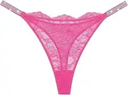 [DHFBABY] Sexy Thongs for Women Breathable Lace Underwear Rhinestones Strap G-String Stretch Panties Thong