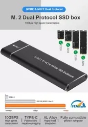 NVMe & SATA Dual Protocol M.2 SSD (M,B+M&B Key) USB 3.1 Type C Alumium Enclosure