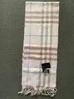 Creswick Mills 30% Cashmere 70% Wool Scarf - Check Pale Pink Blue White Brown
