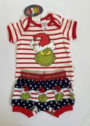 NEW Peter Alexander Size 0-3 Months Baby The Grinch Christmas Pyjamas Set