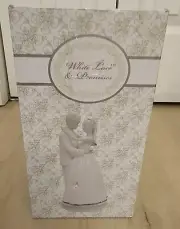 Elegant Russ Bride and Groom Wedding Cake Topper “White Lace & Promises” NEW