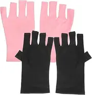 2 Pairs Nail Gloves Mittens Fingerless Gloves Stickers Arm Hand Touch Wrist Cotton Manicure Gloves UV Protection Manicure Gloves UV Nail Glove Protector Anti-uv Gloves Polyester Ipetboom