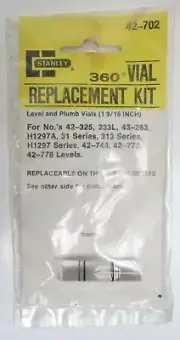 Vtg Stanley 360° Level Replacement Kit 42-702 Level/Plumb Vials 1 9/16" USA NOS