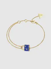 GUESS Gold Blue Mini Padlock Bracelet