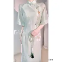 在飛比找蝦皮商城精選優惠-新中式改良旗袍 旗袍洋裝 中國風長裙 綠色清新設計少女連身裙