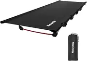 Naturehike Ultralight Camping Cot Bed, Portable Folding Bed Travel Cot for Adults Camping, Hiking, Lightweight Backpacking, Heavy Duty Support 150kg-Black