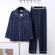 Men's Sleepwear Pajama Set Pajama Top and Pant 1 set Plaid Fashion Stylish Classic Home Daily Bed Polyester Comfort Soft Breathable Lapel Long Sleeve Shirt Pan