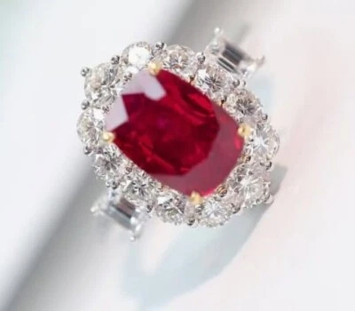 2.50 Ct Octagon Natural Ruby Engagement Diamond Ring 14K solid white gold