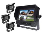 Elinz 7" Quad Screen Waterproof Monitor HD 12V/24V Reversing CCD Camera Mining Vehicle Truck Caravan Boat