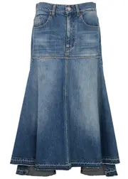 Victoria Beckham Patched Denim Midi Skirt - 8 (UK8 / S) 8 (UK8 / S)