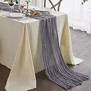 Nialnant Grey Purple Cheesecloth Table Runner,13Ft Farmhouse Style Table Runner Gauze Fabric for Rustic Decorations,Fall Party,Wedding Bridal Shower Decor
